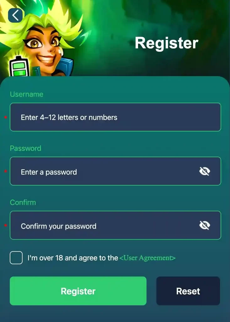 100jili register page for creating account with login access to casino games and online casino platform